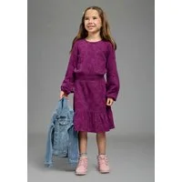 Scout Hemdblusenkleid Musselin Kleid mit allover-Herzenmuster - NEU von SCOUT für Mädchen, knielang, mit Volant am Saum, mit gesmokter Taille