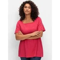 Sheego T-Shirt T-Shirt Kurzarm mit Flügelärmeln und Karree-Ausschnitt