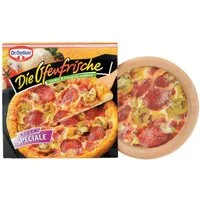 Chr. Tanner Spiellebensmittel Dr. Oetker Ofenfrische Pizza aus Holz für Kaufladen, (1-tlg), scannbar mit blauem Barcode