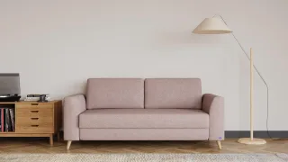 BRUNO Schlafsofa 160cm in Pink Blush Rosa | Klassik | stabiles Massivholz & Boxspringkomfort