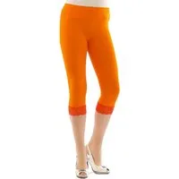 YESET Caprihose Capri 3/4 Leggings Spitze Baumwolle Damen ORANGE XL
