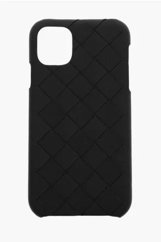 iPhone 11-Hülle aus Intreccio-Leder in Schwarz
