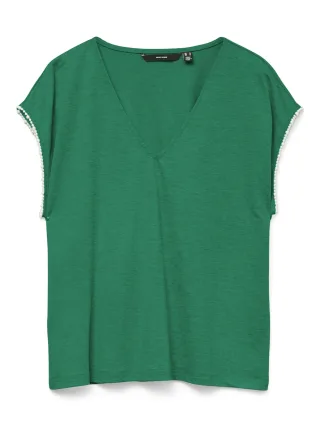 VERO MODA - VMVIPS SS AVA V-NECK TOP JRS GA bosphorus - Gr. - XS