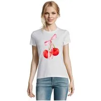 Blondie & Brownie T-Shirt Damen T-Shirt Kirsch Schleife Print Baumwolle Rundhals Casual (Einzelstück, Einzelartikel) CherryBow Urban Casual Shirt 2026