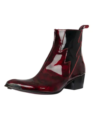 Jeffery West Lightning Zip Chelsea Boots Aus Leder, Rot