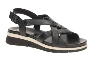 ara 12-26508 01 Damen Sandalette Schwarz/Cream Echtleder Keilabsatz - Riemche...
