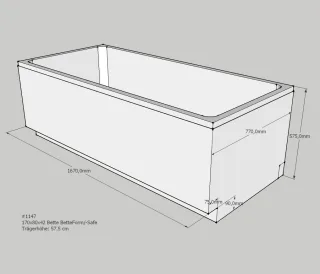 Neuesbad Wannenträger für Bette Form/Safe 170x80 SW12481