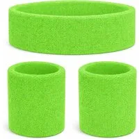 Kostümheld® Schweißband 3 in 1 Schweißband Set - mit Stirnband - Retro 90 Kostüm für Fasching, Einheitsgröße