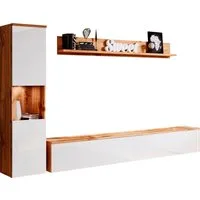 OTTO home Wohnwand PARIS, Vitrine Türanschlag links/rechts wechselbar, (Komplett-Set, 3-St), grifflose Design, stehend und hängend montierbar