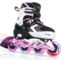 Nattork Inlineskates für Kinder, verstellbar in 4 Größen, ideal für Anfänger, Leuchtende Inline Skates für Mädchen, 37-41 EU / 235-260 mm