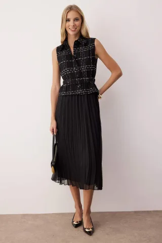 Damen-Midikleid, ärmellos, flach, für Tag und Nacht, Skaterkleid