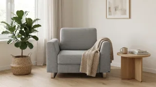 BRUNO Schlafsessel 70cm in Hellgrau | praktische Größe | stabiles Massivholz & Boxspringkomfort