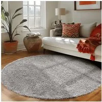 Carpettex Hochflor-Teppich Unicolor - Einfarbig, Rund, Höhe: 30 mm, Einfarbig Shaggy Teppich Wohnzimmer Langflor versch. farben und größen