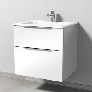 Sanipa 3way Glas-Set Glas-Waschtisch und Unterbau mit 2 Auszügen, Weiß-Glanz UF20178
