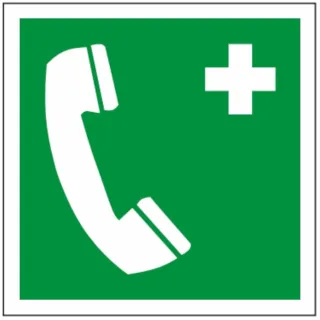 Rettungsschild als Symbol Notruftelefon nach ISO 7010