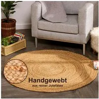 Myflair Möbel & Accessoires Teppich Lola, rund, Höhe: 10 mm, Juteteppich, Wendeteppich, handgeflochten, 100% Naturfaser, Boho-Style