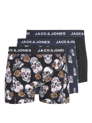 JACK&JONES - JACRAUL SKULLS TRUNKS 3 PACK JNR Black - Gr. - 128