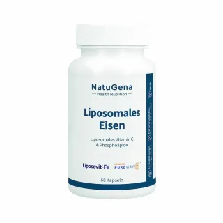 NatuGena Liposomales Eisen | 60 Kapseln | Liposomales Vitamin C & Phospholipide | magenschonend | hochdosiert | vegan