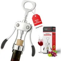 wortek Korkenzieher Weinflaschenöffner Flaschenöffner, (1er Set, 1 tlg., Hebelkorkenzieher mit Flaschenöffner), Geschenk für Wein- und Bierliebhaber