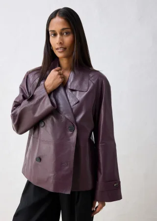 bonprix Cabanjacke aus Lammnappa-Leder, rot, Gr.36, moderne Cabanjacke aus hochwertigem Lammnappa-Leder, aus Nappaleder