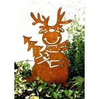 LB H&F Lilienburg Gartenstecker Gartenstecker Elch Beetstecker Hirsch Rostdeko Garten (Gartendeko Herbst Winter außen draussen Blumenstecker Elch Hirsch Hirschstecker Weihnachtsstecker Weihnachtsdeko Weihnachtsdekoration Metall Rost Roststecker zum s