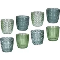 Levandeo® Teelichthalter, 8er Set Windlicht H7,5cm Glas Grün Teelichthalter Tischdeko Kerzen