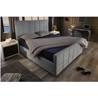 riess-ambiente Boxbett PRESTIGE 180x200cm dunkelgrau – Bouclé, mit Bettkasten & Kopfteil (Einzelartikel, 1-St), Teddystoff-Optik, Stauraum unter der Liegefläche, elegantes Design