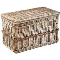 Kobolo Truhe Kiste Aufbewahrungstruhe aus Rattan Kubu Grey mit Deckel (1 St), 80x45x48 cm