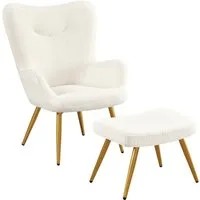 Yaheetech Relaxsessel Ohrensessel mit Hocker, Loungesessel mit Klappbarer Rückenlehne