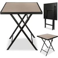 BRUBAKER Gartentisch Bergamo - 58 x 58 cm Balkontisch wetterfest (1-St., Campingtisch eckig mit Stein Optik - Klapptisch für Balkon, Terrasse), Metall Beistelltisch klappbar - Bistrotisch