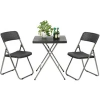 Sekey Balkonset Balkonmöbel Set 2 Personen Platzsparend Balkonset aus Polyrattan, (3-tlg), Gartentisch und 2 Gartenstuhl Klappbar Gartenmöbel für Balkon Terrasse