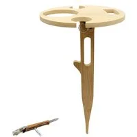 UNUS GARDEN Klapptisch Weinhalter klappbar,Weintisch aus Bambus (2-St., Höhe: ca. 43 cm), Gartentisch, Beistelltisch, Getränkehalter, Campingtisch