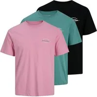 Jack & Jones T-Shirt 3er Pack Brandon Tee SS Crew Neck mit kleinem Markenprint