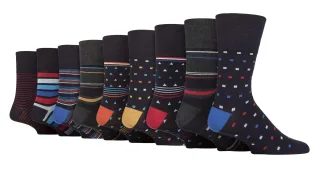 9 Pack Herren Bambus-Socken | Gentle Grip | Extra Wide Loose Top nicht elastische Socken - SOMRM080910