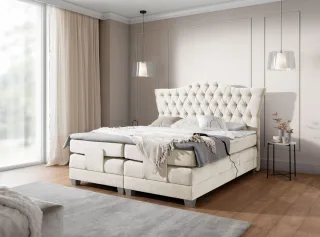 Boxspringbett Elektrisch Bett FAUSTO 200x200cm in Stoff Wind Creme