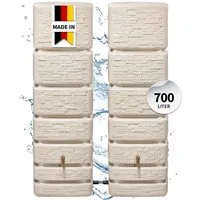 4rain Regentonne SLIM STONE DECOR Wandtank-Set 700 L sandbeige, 700 l