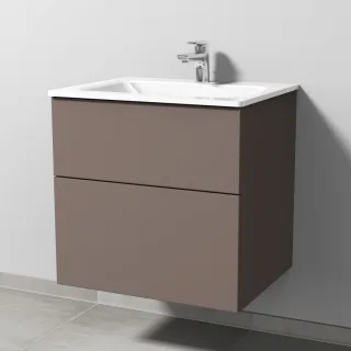 Sanipa 3way Glas-Set Glas-Waschtisch und Unterbau mit 2 Auszügen, Taupe-Matt SP2011T