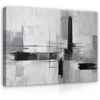 Wallarena Leinwandbild Art Deco Abstrakt Grau Modern Wohnzimmer 120×80 cm, Art Deco, 120x80x3cm