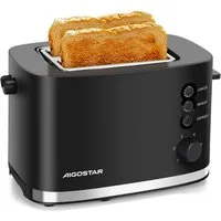 Aigostar Toaster Toaster 2 Scheiben, extra breite Toastschlitze, 6 Bräunungsstufen,800W