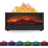i@home Luftbefeuchter 3D-Flammen-Aroma-Diffusor, 150 l Wassertank, Timer, automatischer Abschaltfunktion, 7-farb LED-Nachtlicht, schwarz