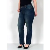 ESRA Straight-Jeans Gerade Schnitt Jeans hoher Bund mit Stretch bis Plus Size Übergröße Straight Jeans Damen High Waist Stretch Jeans Hose mit geradem Bein