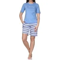 Normann Pyjama Normann Damen kurzarm Pyjama Shorty Katzen Optik – auch in Übergrößen