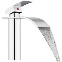 HOMELODY Waschtischarmatur Wasserfall Wasserhahn Waschbeckenarmatur Einhand Badarmatur waschtischarmatur wasserfal,waschtischarmatur bad,verchromt