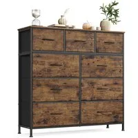 SONGMICS Kommode Schrank mit 5/6/7/8/9 Schubladen, Aufbewahrungsschrank, Stahl, MDF, Vliesstoff, für Schlafzimmer
