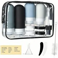 MOPUEA Reisebehälter 16-teiliges Reisebehälter Set mit Reiseflaschen & Kosmetiktasche (Reisebehälter Set für Kosmetik und Pflegeprodukte, 16-teiliges Reiseset mit Flaschen, Dosen und Zubehör), Auslaufsicher, BPA-frei, platzsparend und wiederverwendba