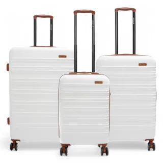 Erweiterbarer cremeweißer Hartschalenkoffer aus ABS mit 8 Rollen, robuster Reisekoffer, Urlaubsgepäck