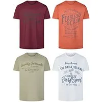 riverso T-Shirt Herren Printshirt RIVLeon Regular Fit (4-tlg) Kurzarm Tee Shirt mit Rundhalsausschnitt aus 100% Baumwolle