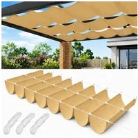 Lapamax Sonnensegel Wasserdichtes Sonnensegel mit UV-Schutz, einziehbar, Reißfest, Verstellbare Pergola-Markise für Terrasse, Garten & Balkon, Sand