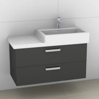 Artiqua 415 Waschtischunterschrank für Living City 818431 Anthrazit Hochglanz, 415-WU2L-L15-7015-51 415-WU2L-L15-7015-51