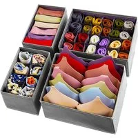 Ruhhy Aufbewahrungsbox Unterwäsche-Organizer-Set mit 4 Stück (4 St., 4er Set), für Socken, BHs Höschen oder Krawatten